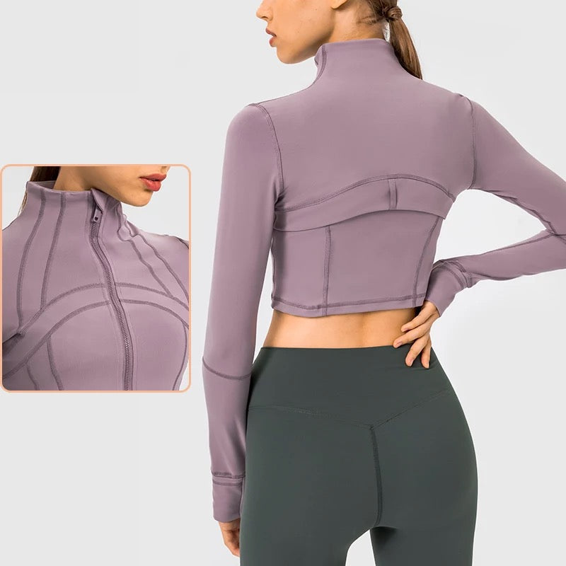 Long Sleeve Crop Zipper Jacket