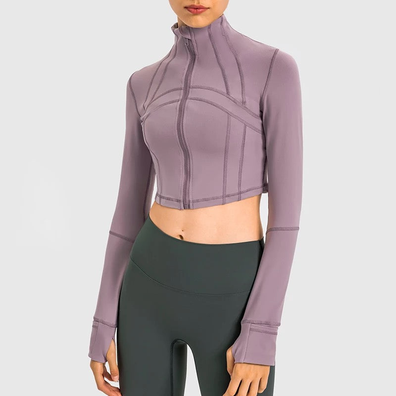 Long Sleeve Crop Zipper Jacket