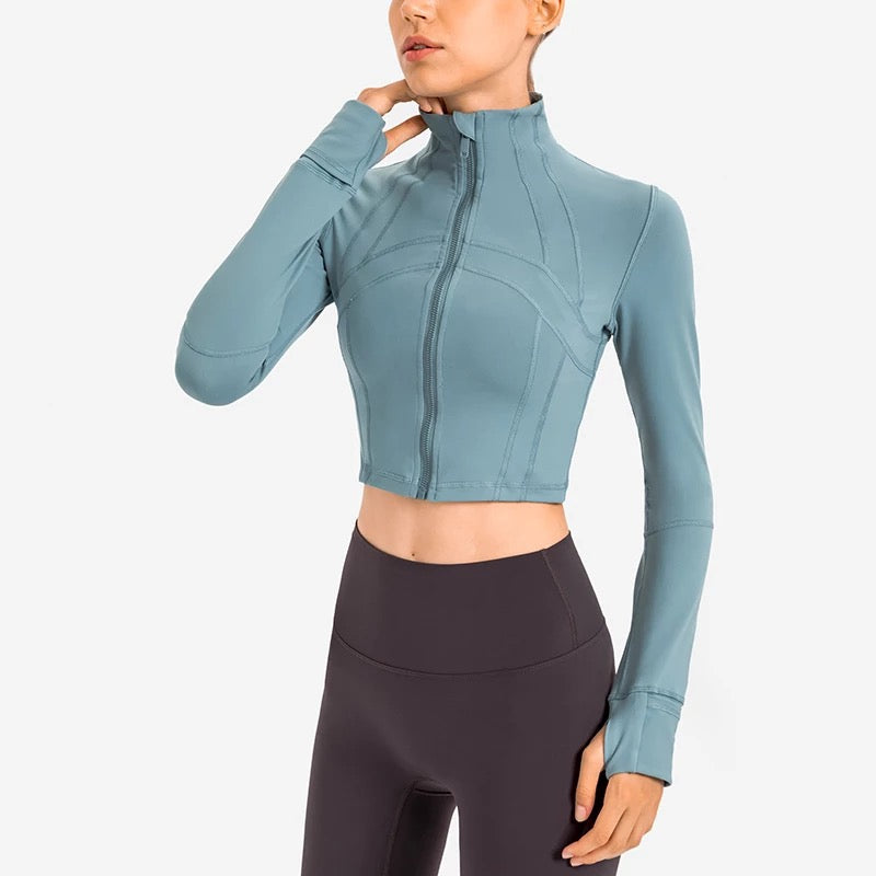 Long Sleeve Crop Zipper Jacket