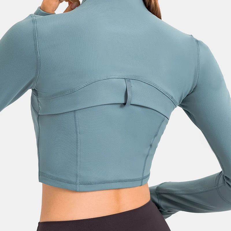 Long Sleeve Crop Zipper Jacket