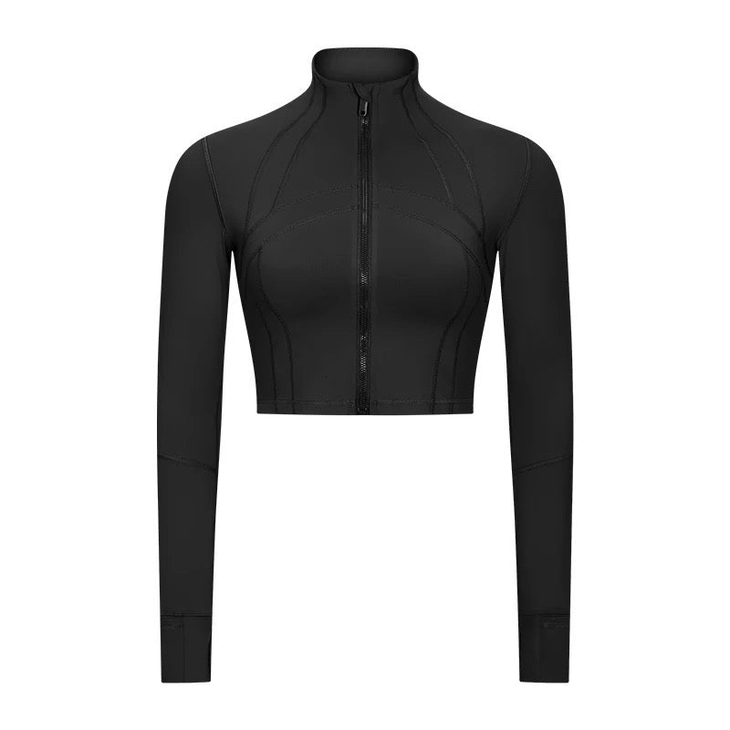 Long Sleeve Crop Zipper Jacket