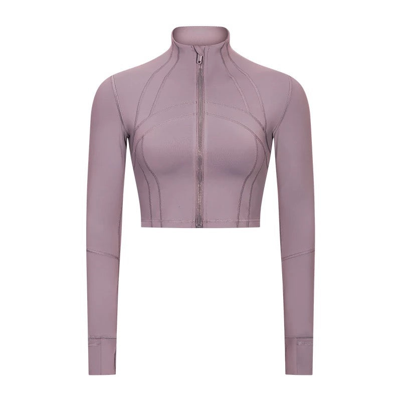 Long Sleeve Crop Zipper Jacket
