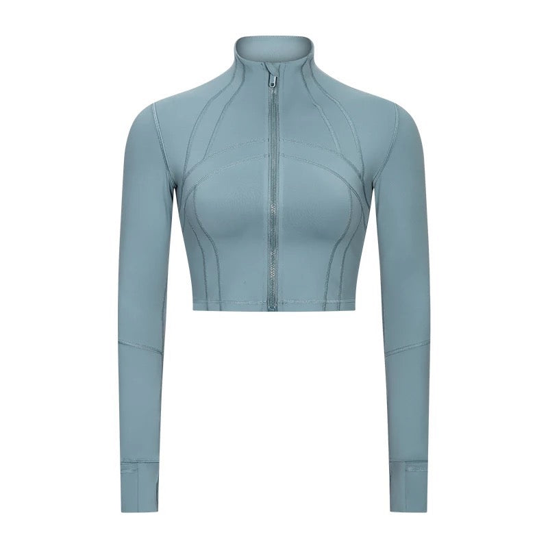 Long Sleeve Crop Zipper Jacket