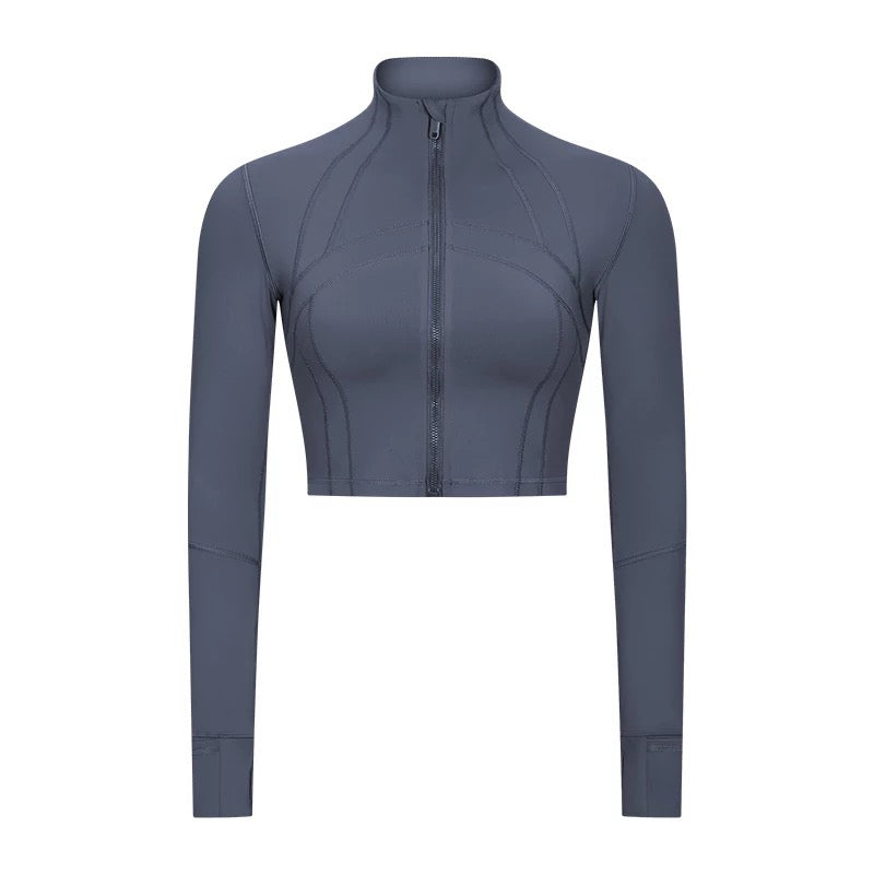 Long Sleeve Crop Zipper Jacket