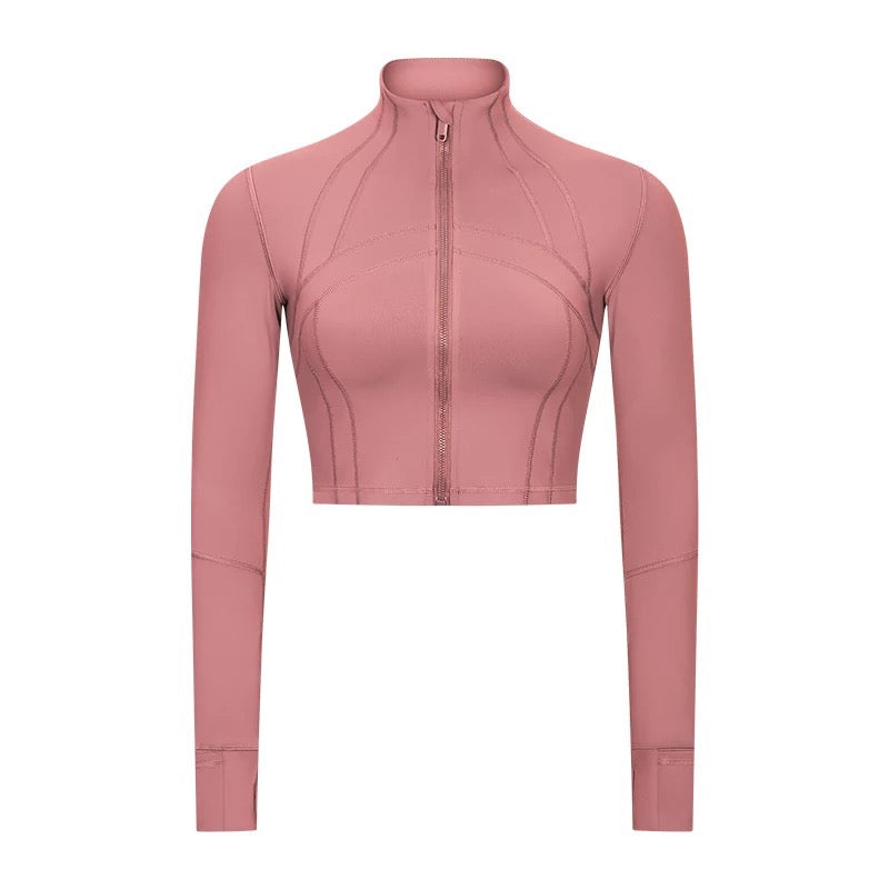 Long Sleeve Crop Zipper Jacket