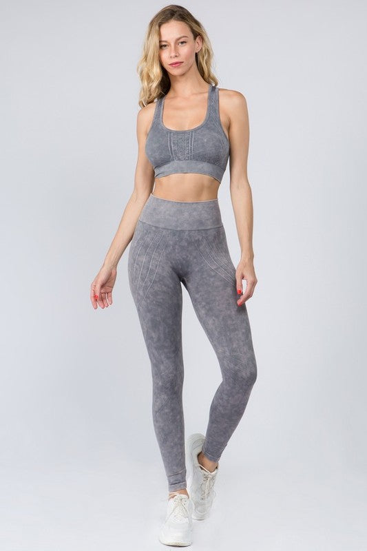 Stone Washed Seamless Sports Bra Set