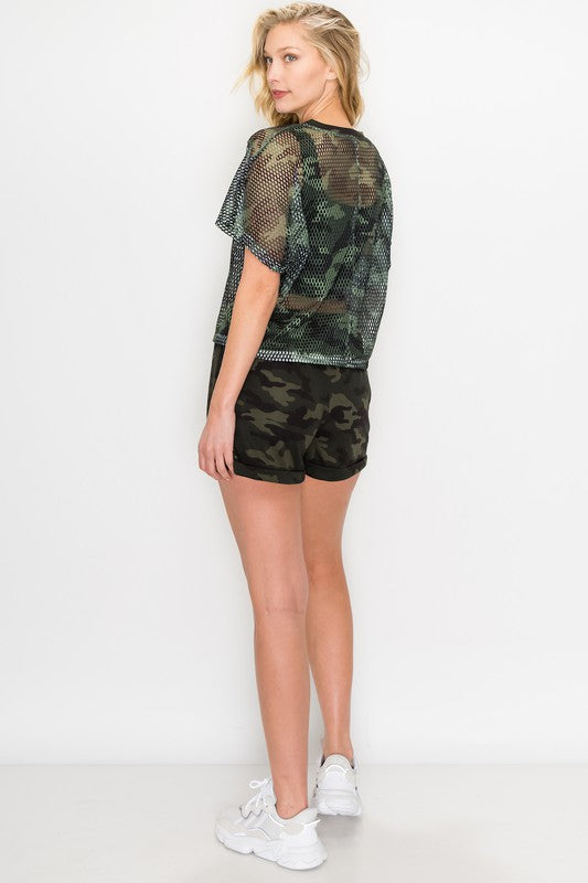 Camo Mesh Crop Shirt and Short