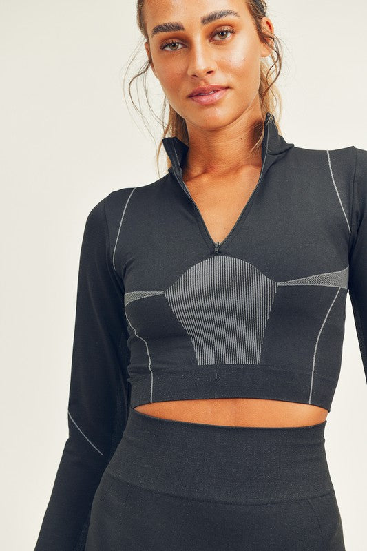 Half Zip Seamless Long Sleeve Crop Top & Legging.