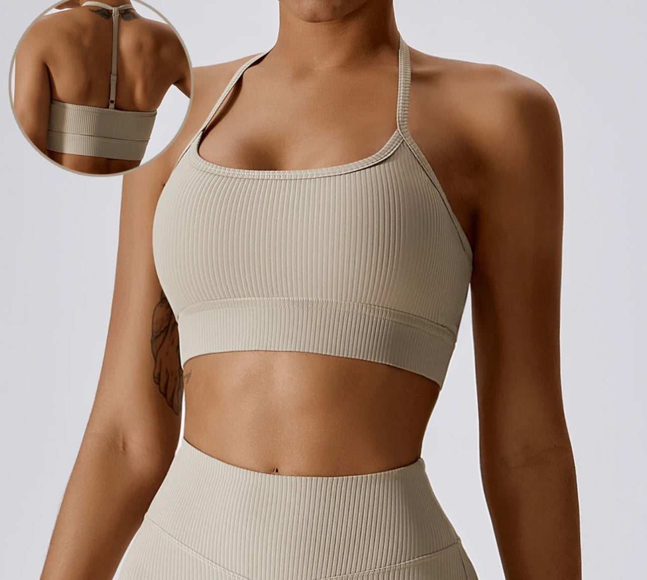 Seamless Ribbed Sports Bra / Flared Pants