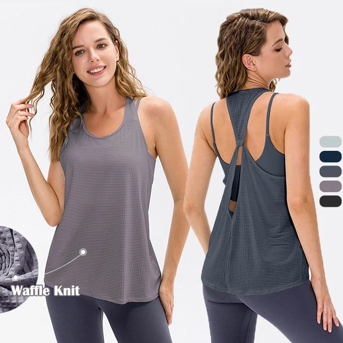 Waffled Breathable Workout Y Back Tank Top