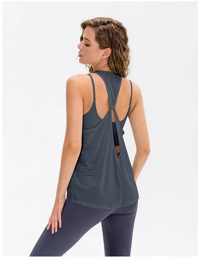 Waffled Breathable Workout Y Back Tank Top