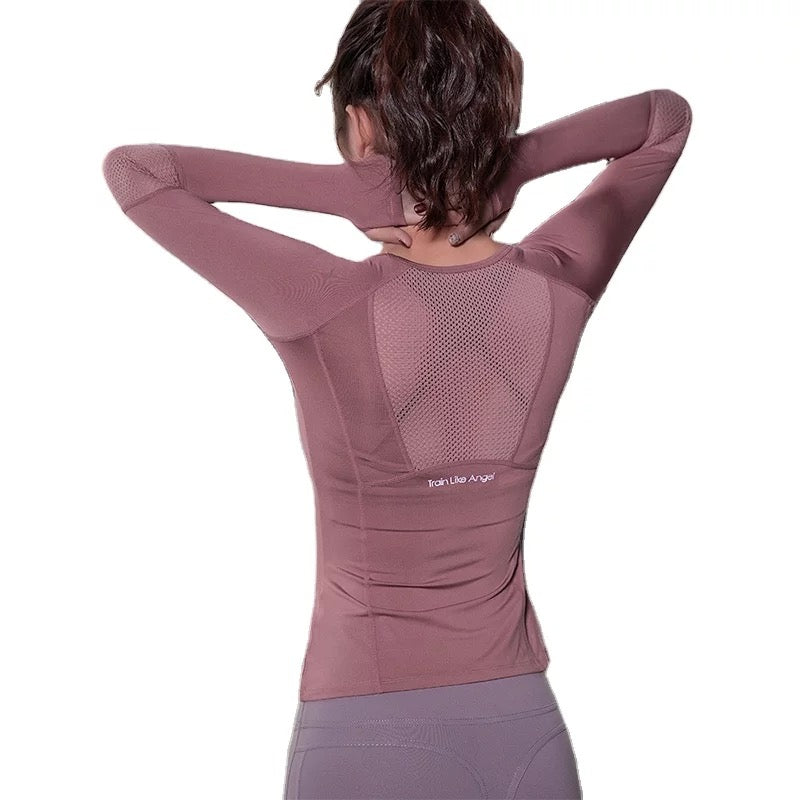 Mesh Back Long Sleeve Top