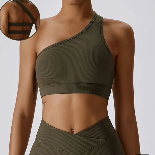 Seamless Ribbed Sports Bra / Flared Pants