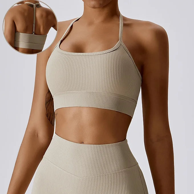 Seamless Ribbed Sports Bra / Flared Pants